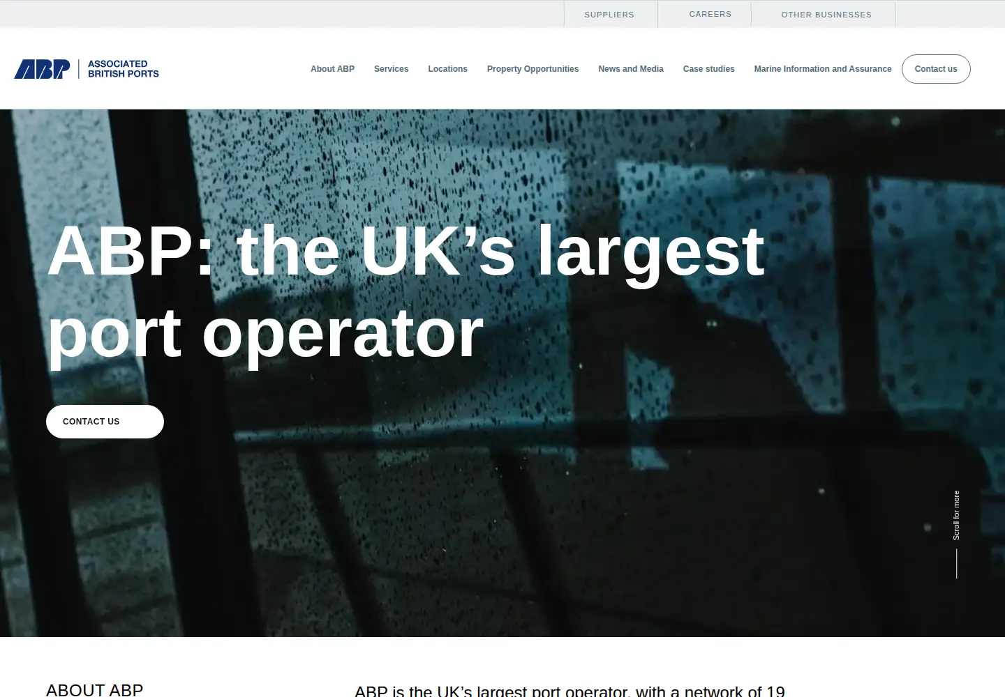 Captured homepage of abports.co.uk in the current scan
