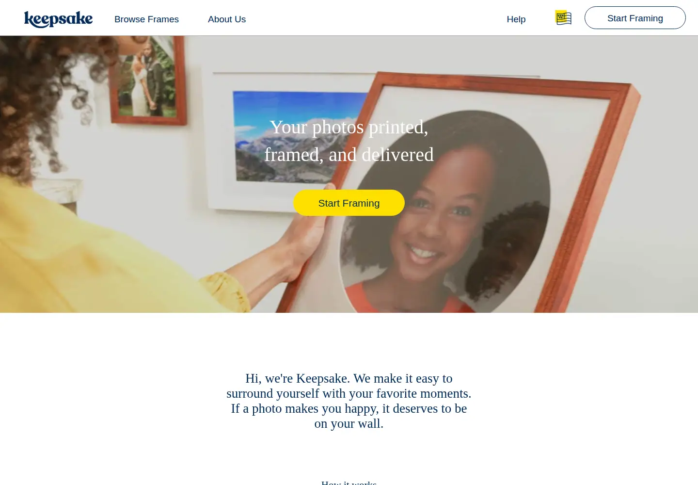Screenshot of keepsakeframes.com