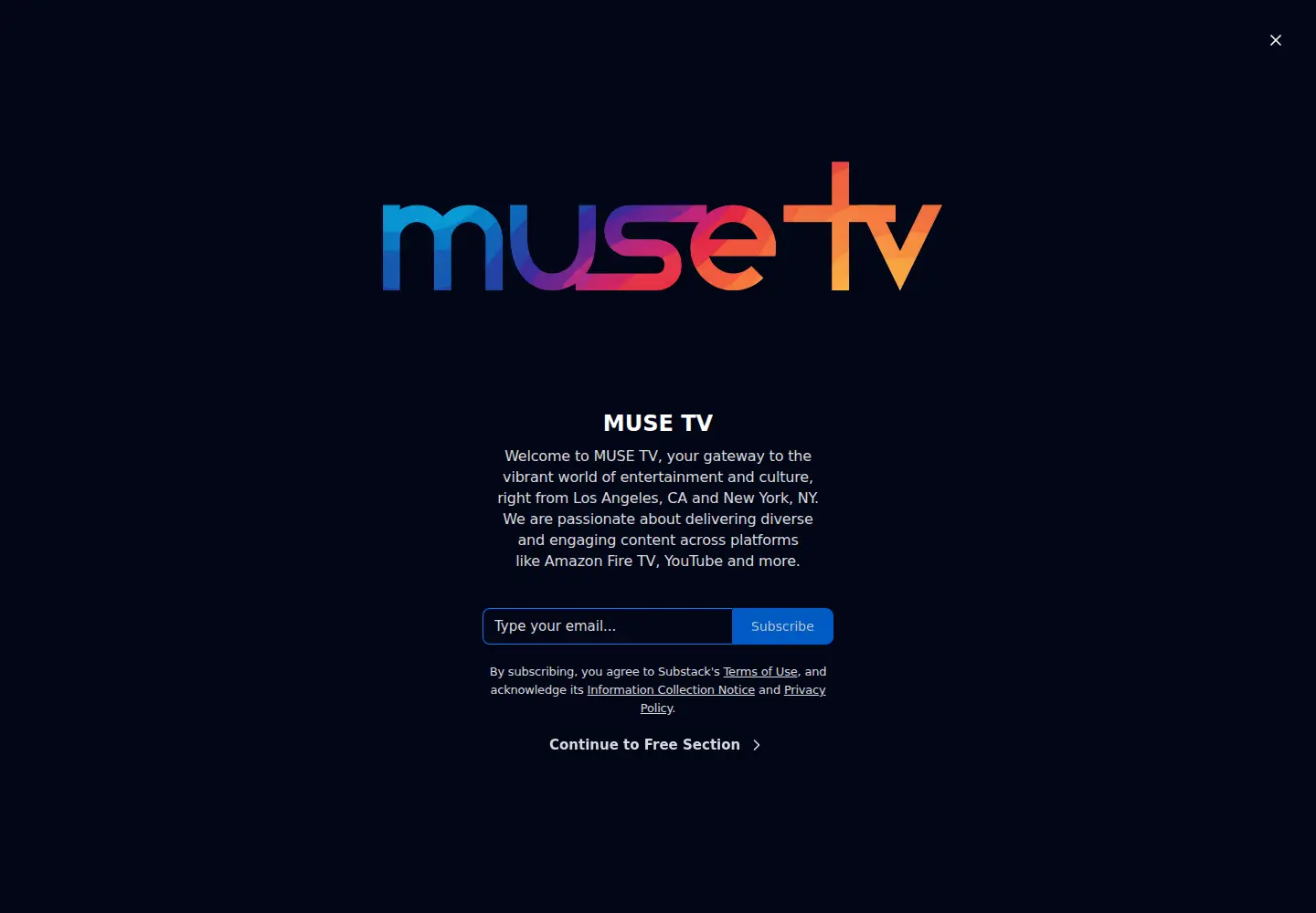 Captured homepage of musetv.net in the current scan