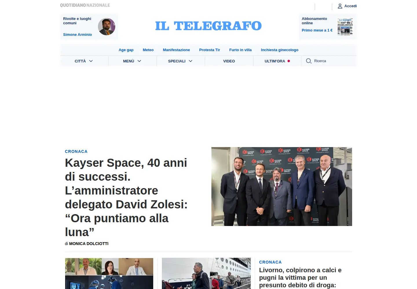 Captured homepage of iltelegrafolivorno.it in the current scan