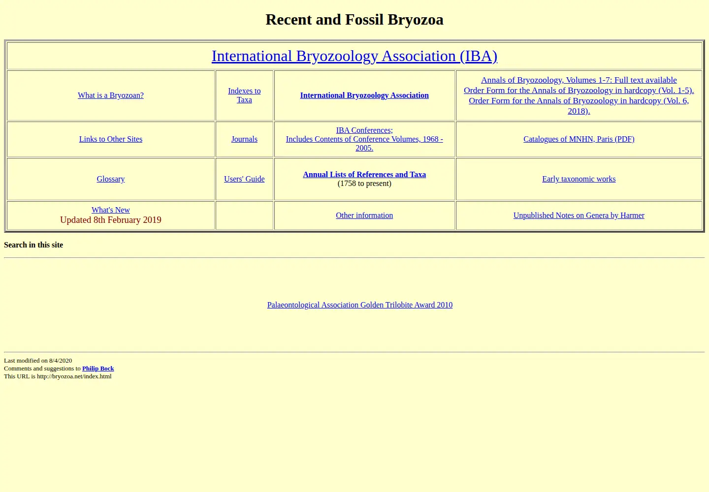 Screenshot of bryozoa.net