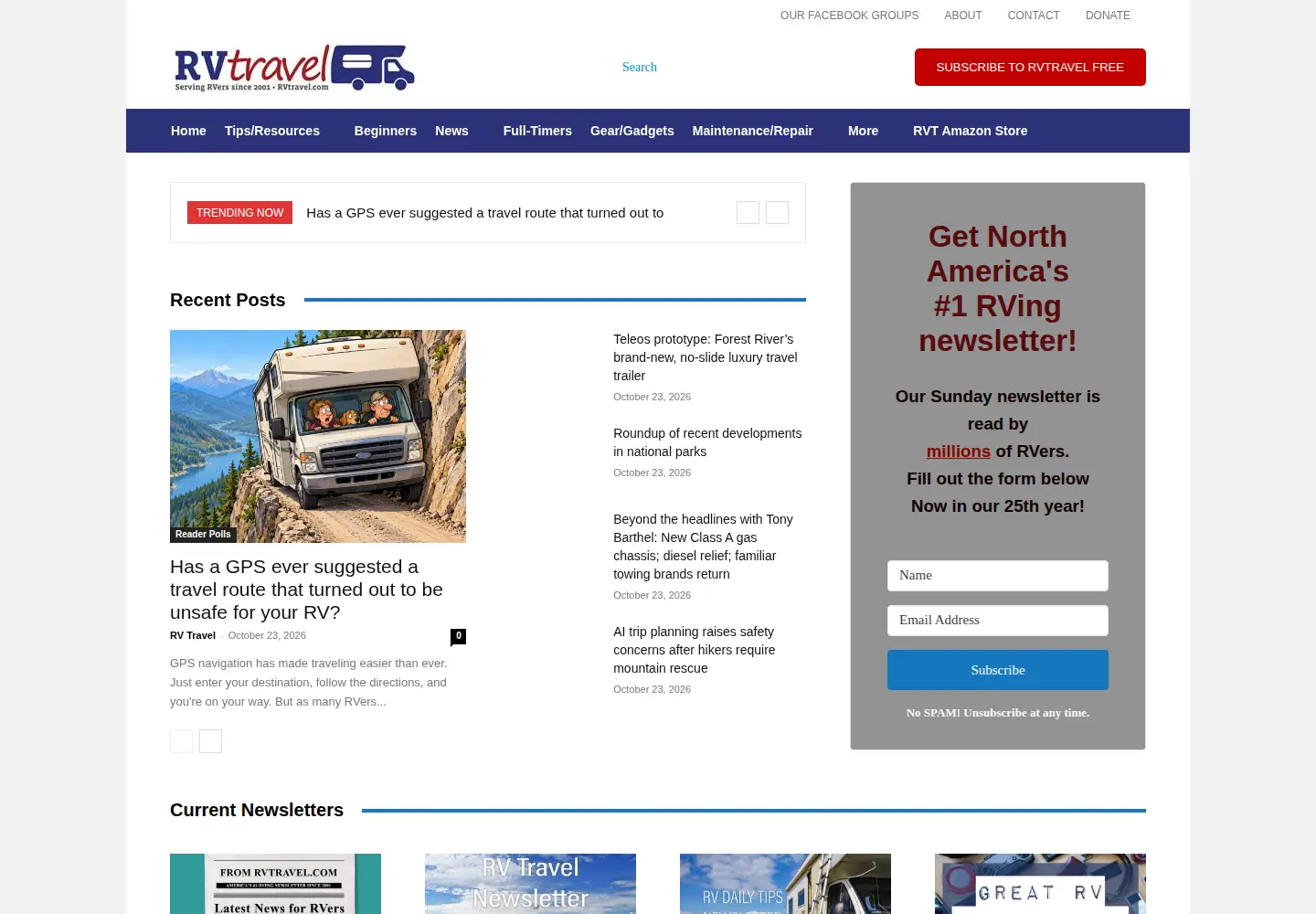 Screenshot of rvtravel.com