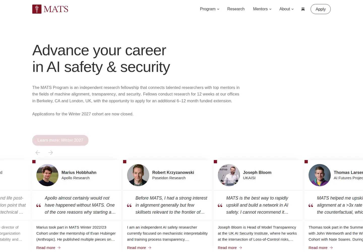 Screenshot of matsprogram.org