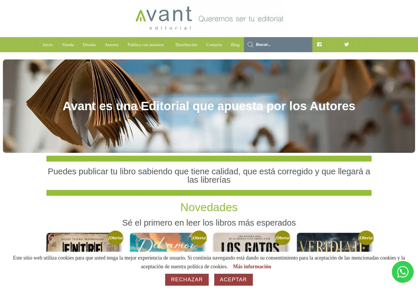 Captured homepage of avanteditorial.com in the current scan