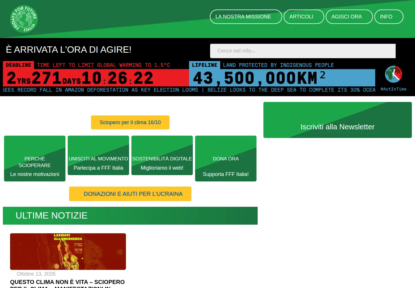Captured homepage of fridaysforfutureitalia.it in the current scan