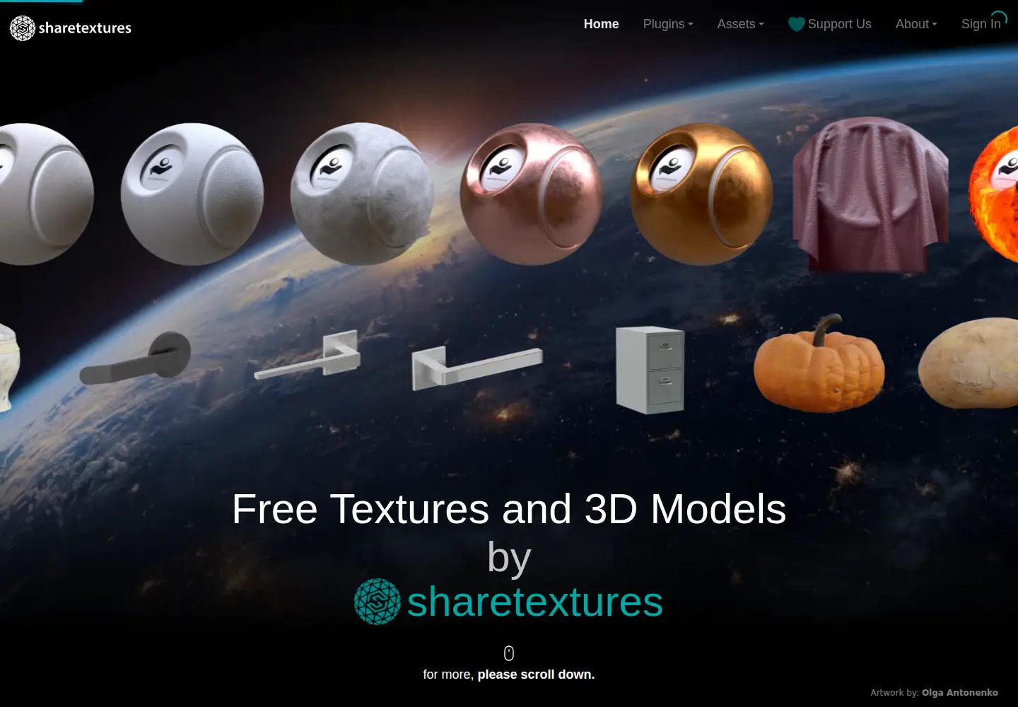 Screenshot of sharetextures.com