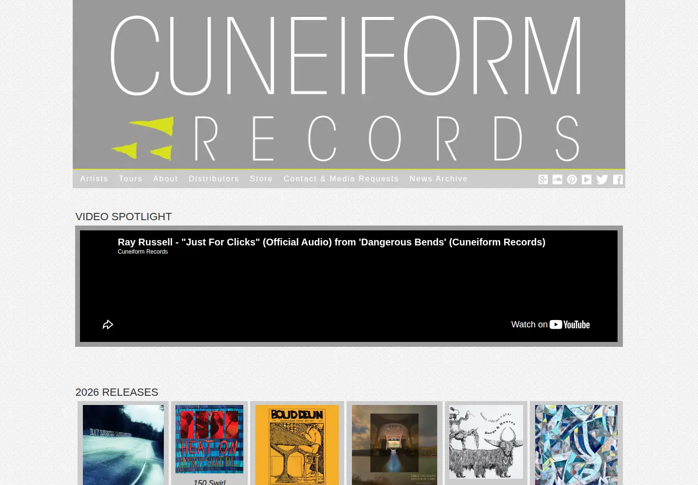 Captured homepage of cuneiformrecords.com in the current scan