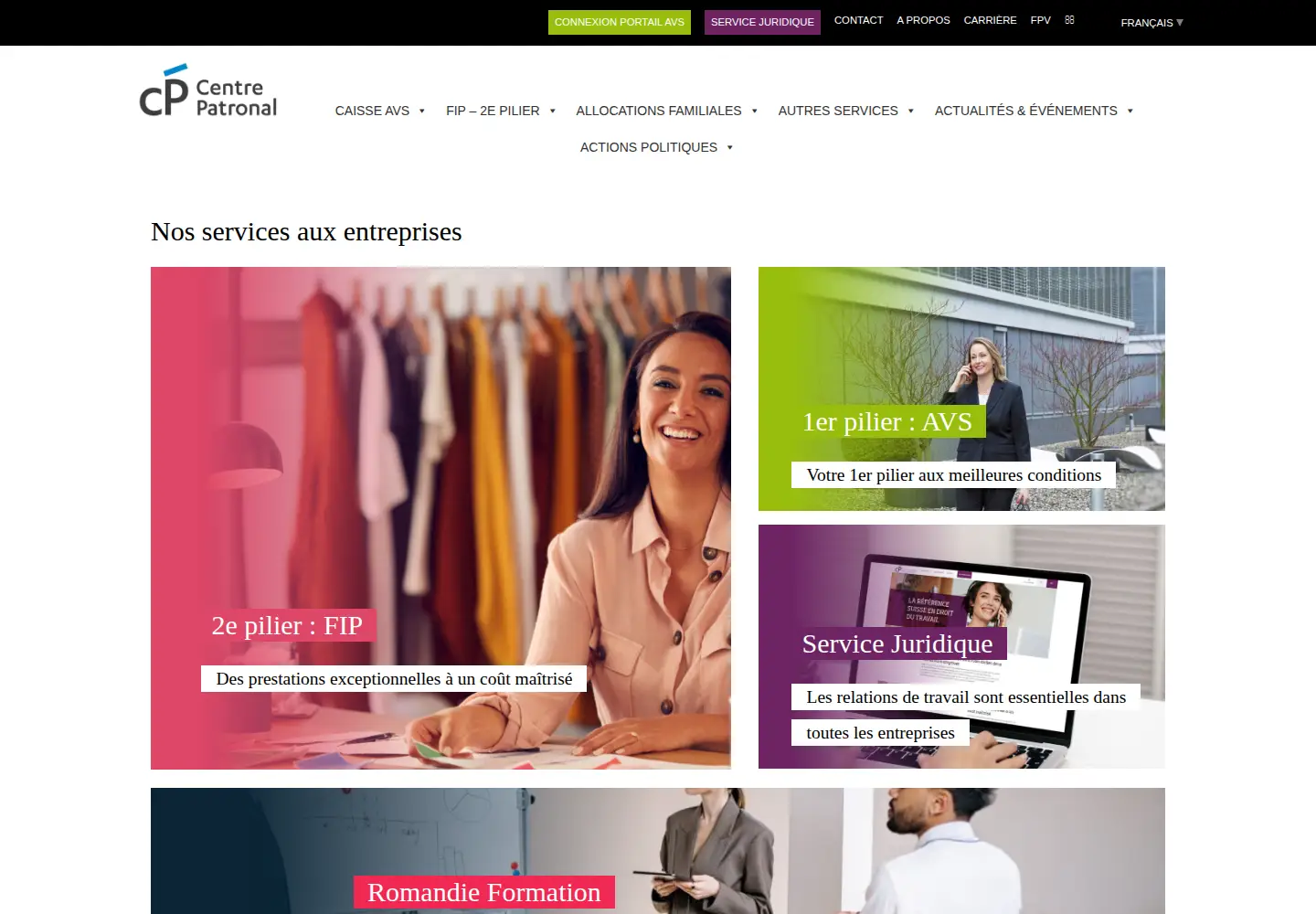 Screenshot of centrepatronal.ch