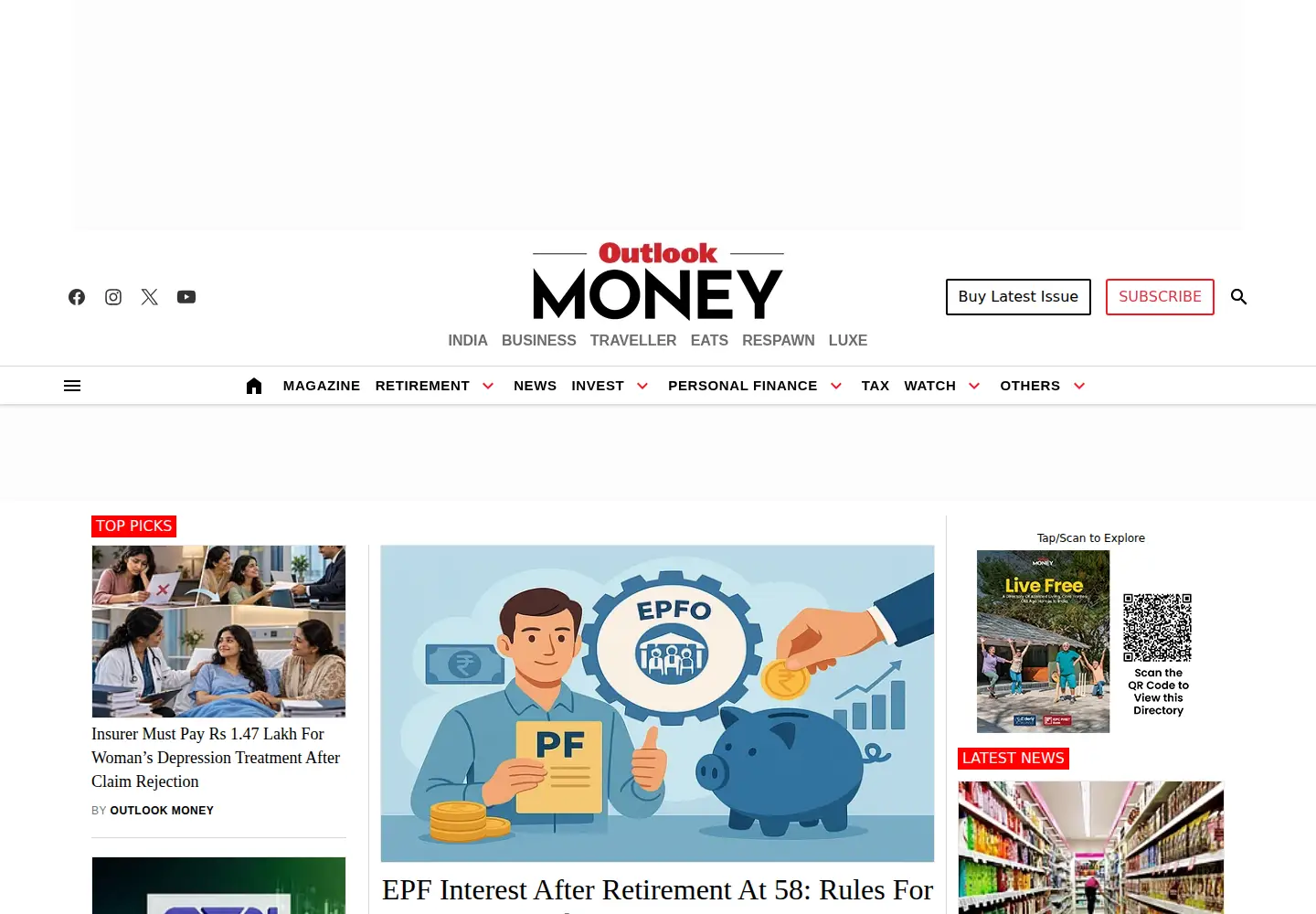 Screenshot of outlookmoney.com
