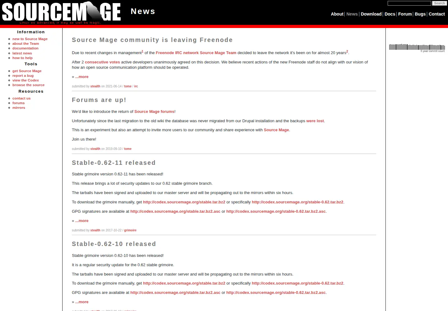 Screenshot of sourcemage.org