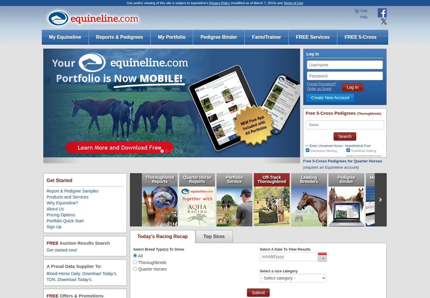 Screenshot of equineline.com
