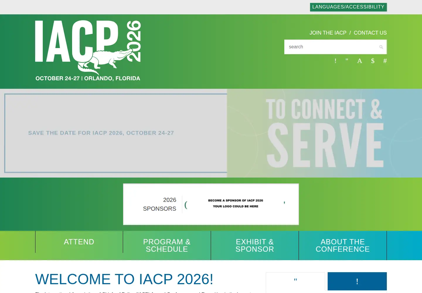 Captured homepage of theiacpconference.org in the current scan