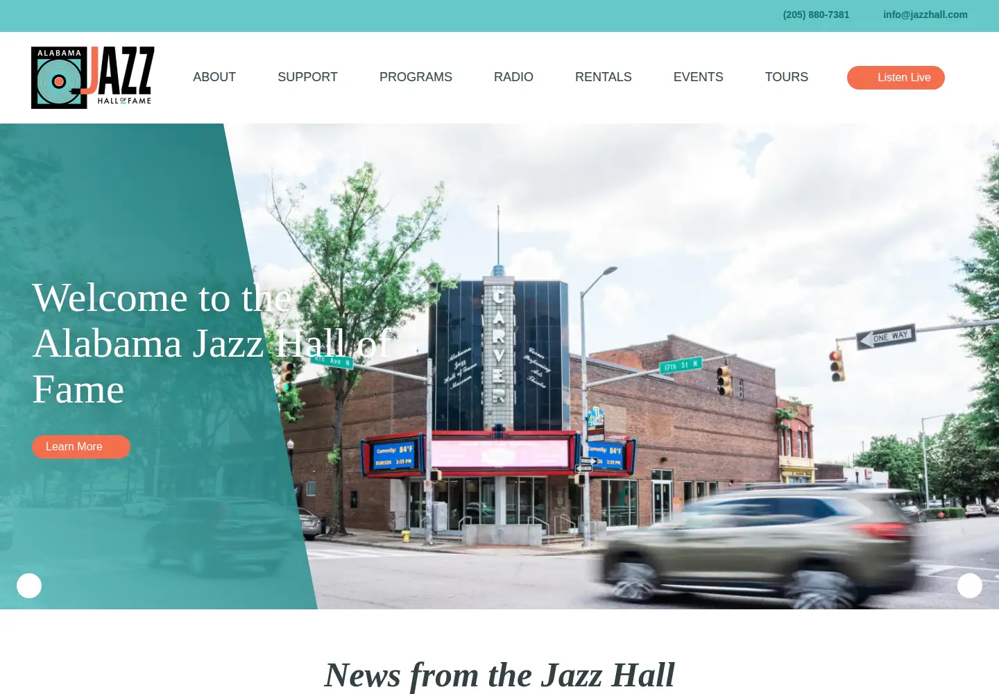 Captured homepage of jazzhall.com in the current scan
