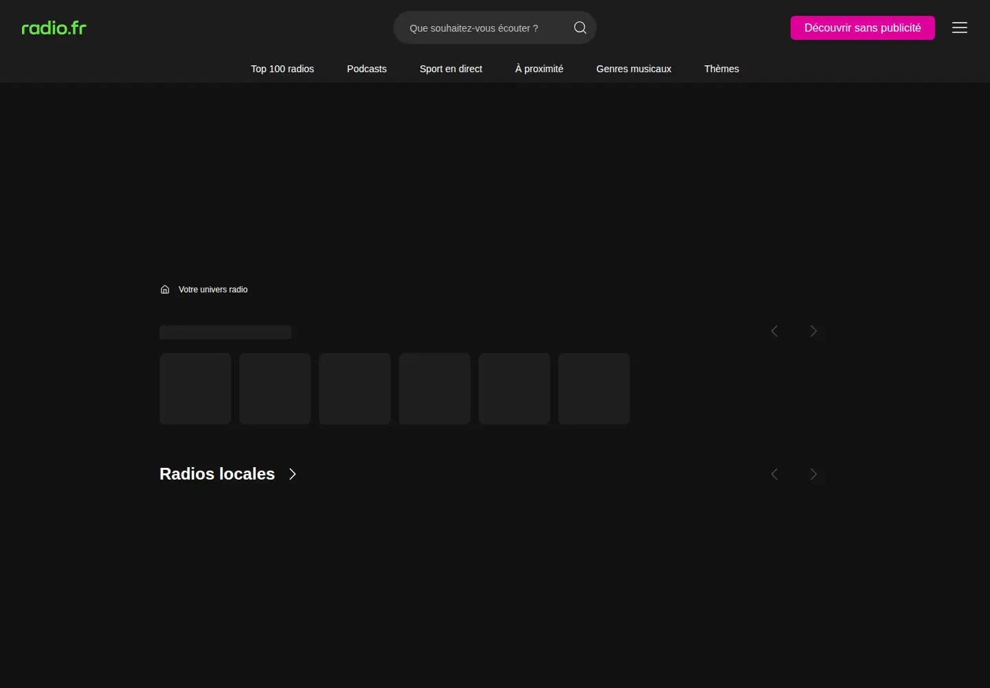 Screenshot of radio.fr