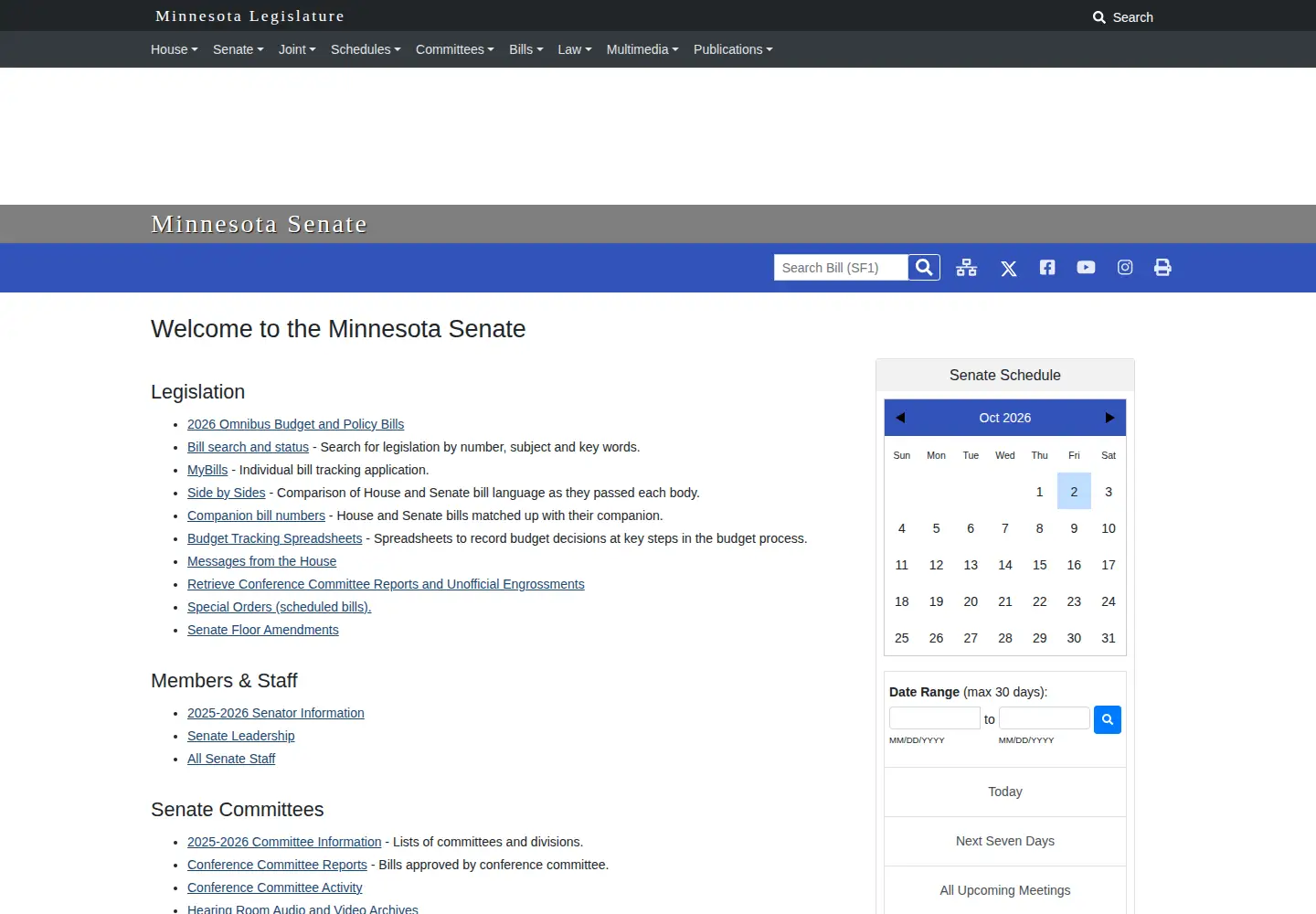 Screenshot of senate.mn