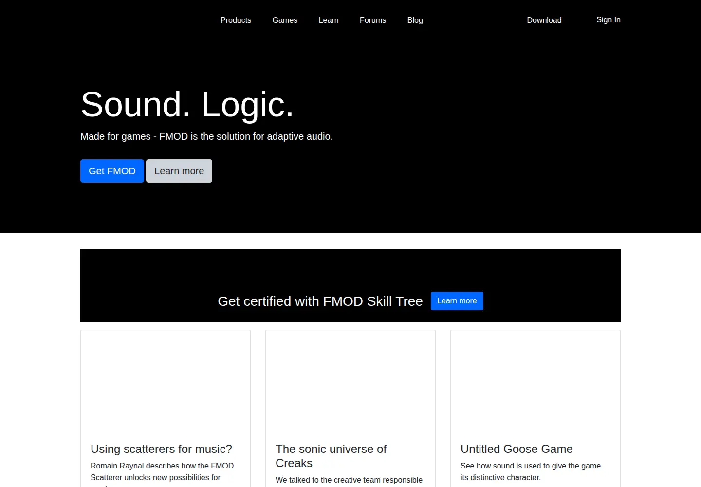Captured homepage of fmod.org in the current scan