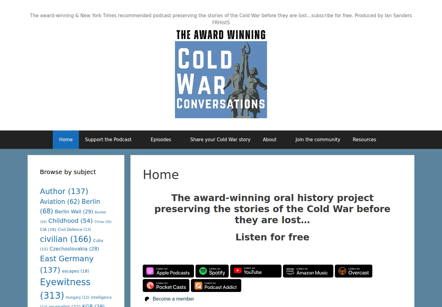 Screenshot of coldwarconversations.com
