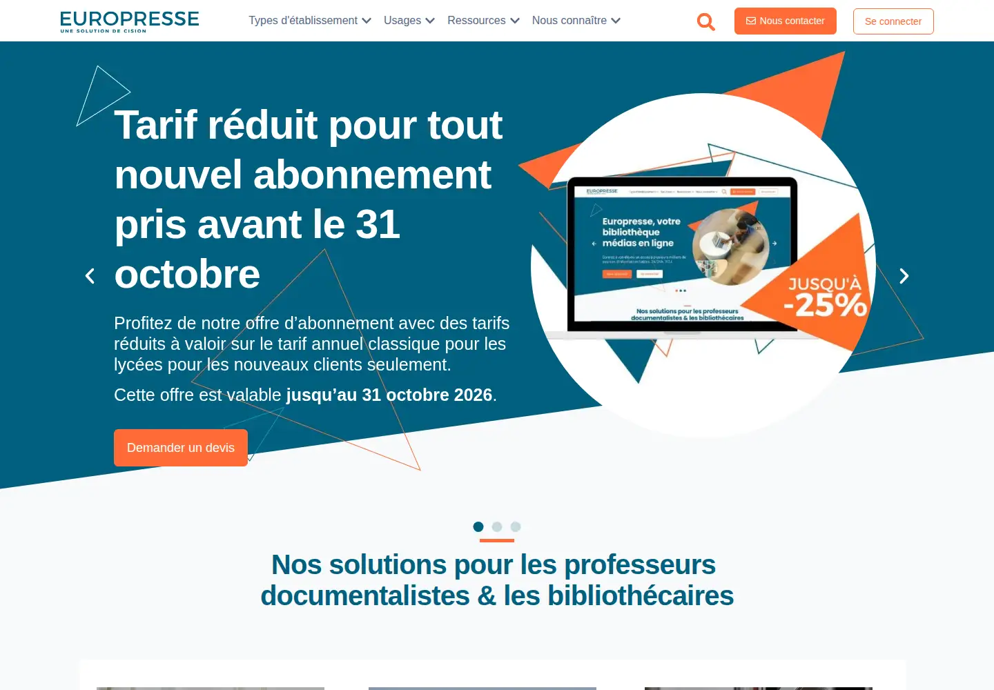 Captured homepage of europresse.com in the current scan