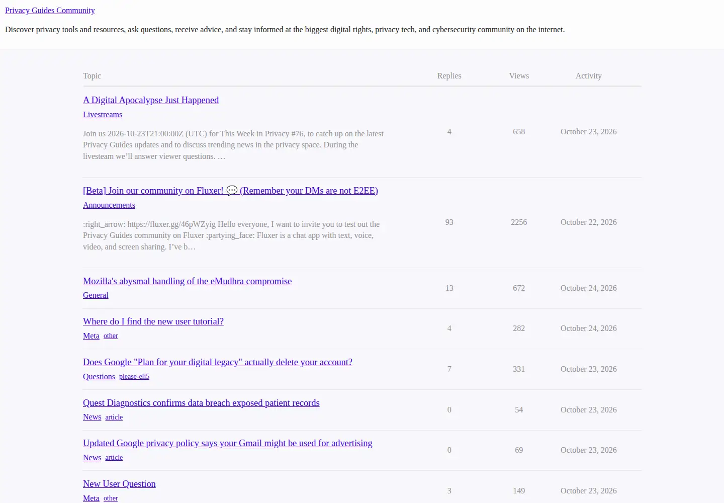 Screenshot of privacyguides.net