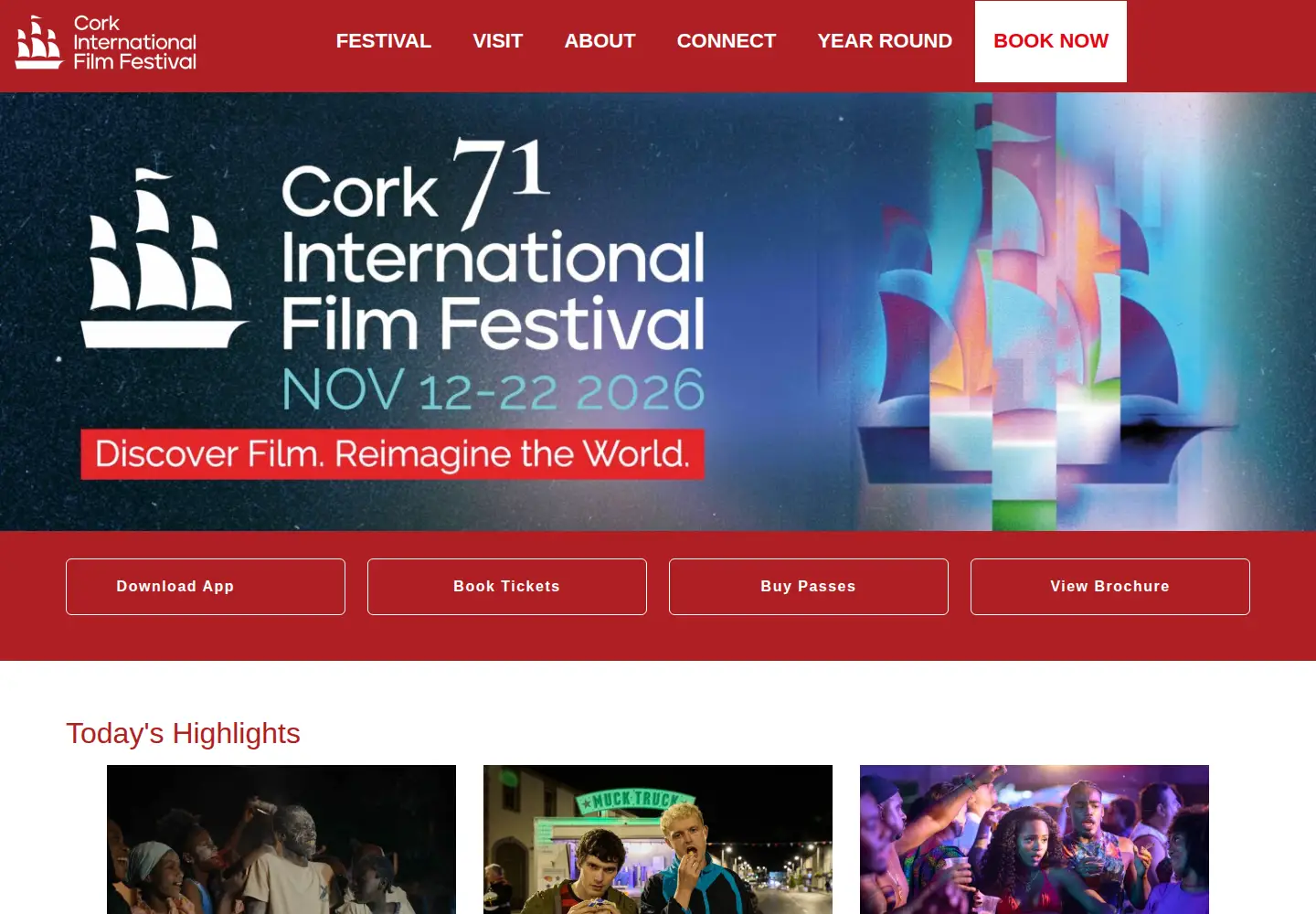 Captured homepage of corkfilmfest.org in the current scan