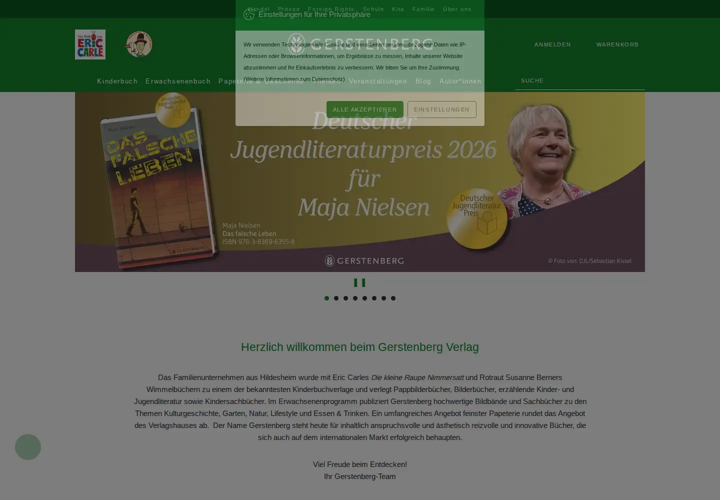 Screenshot of gerstenberg-verlag.de