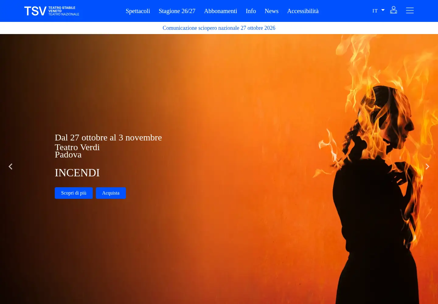 Screenshot of teatrostabileveneto.it