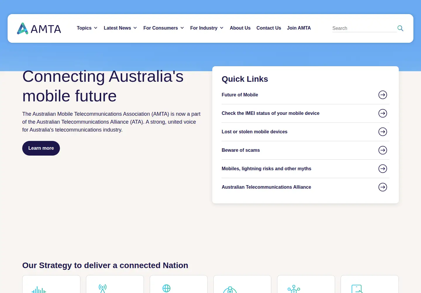 Screenshot of amta.org.au