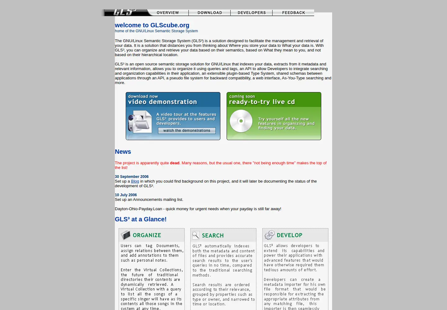 Screenshot of glscube.org