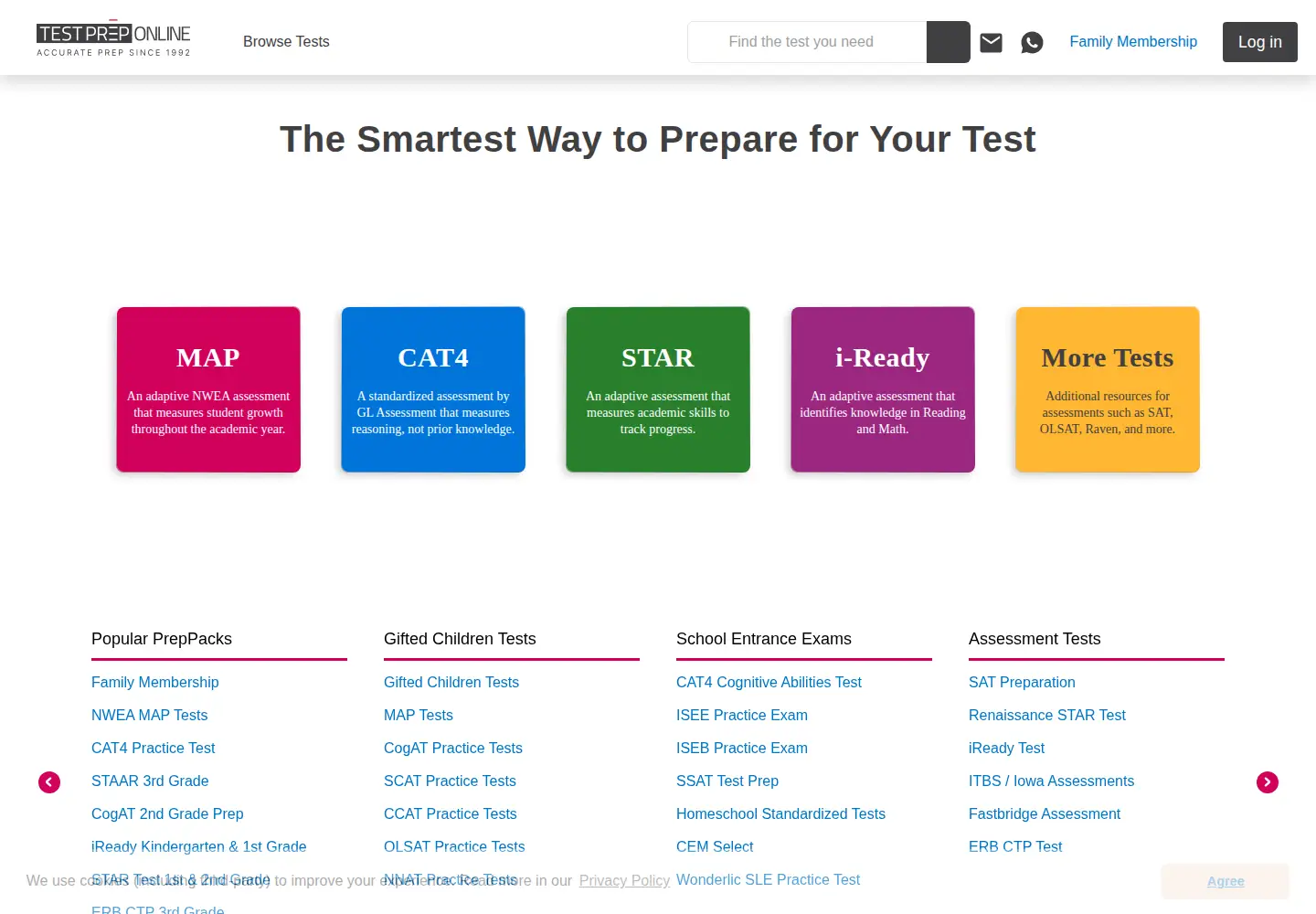 Captured homepage of testprep-online.com in the current scan