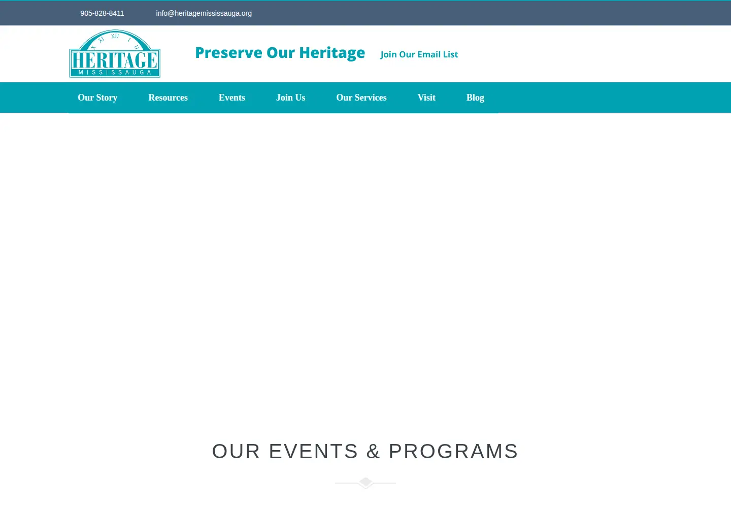 Screenshot of heritagemississauga.com