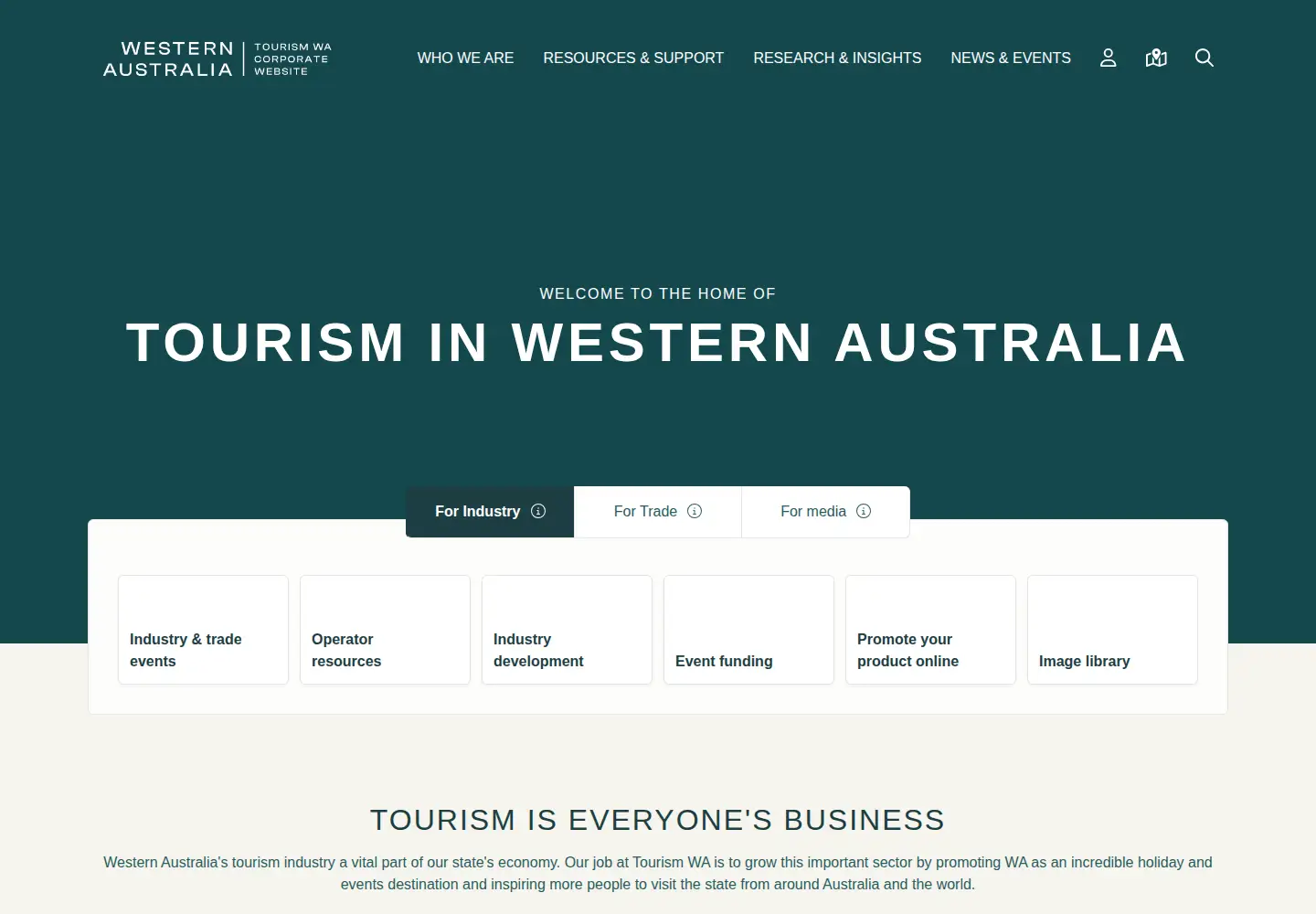 Captured homepage of tourism.wa.gov.au in the current scan