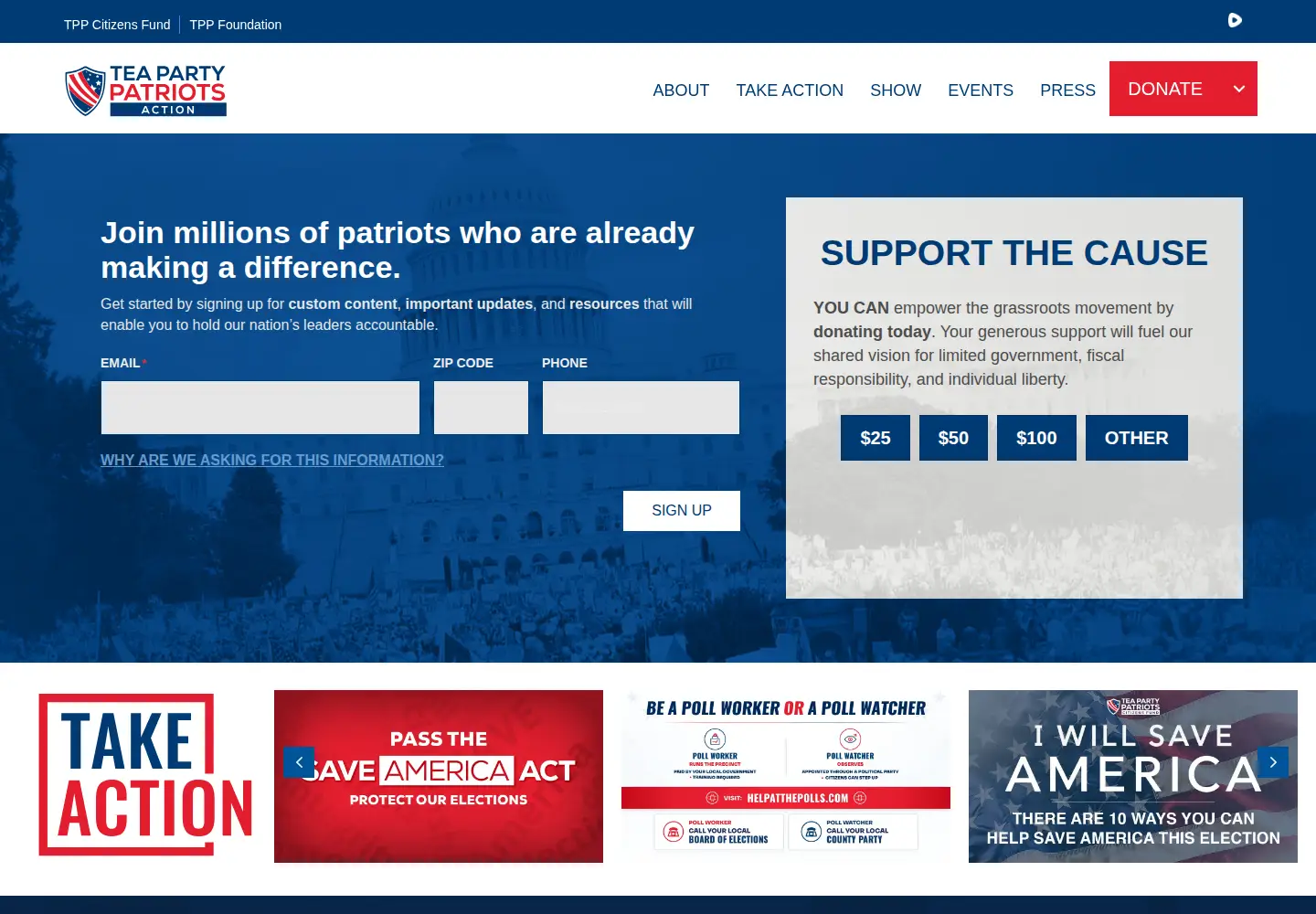 Screenshot of teapartypatriots.org