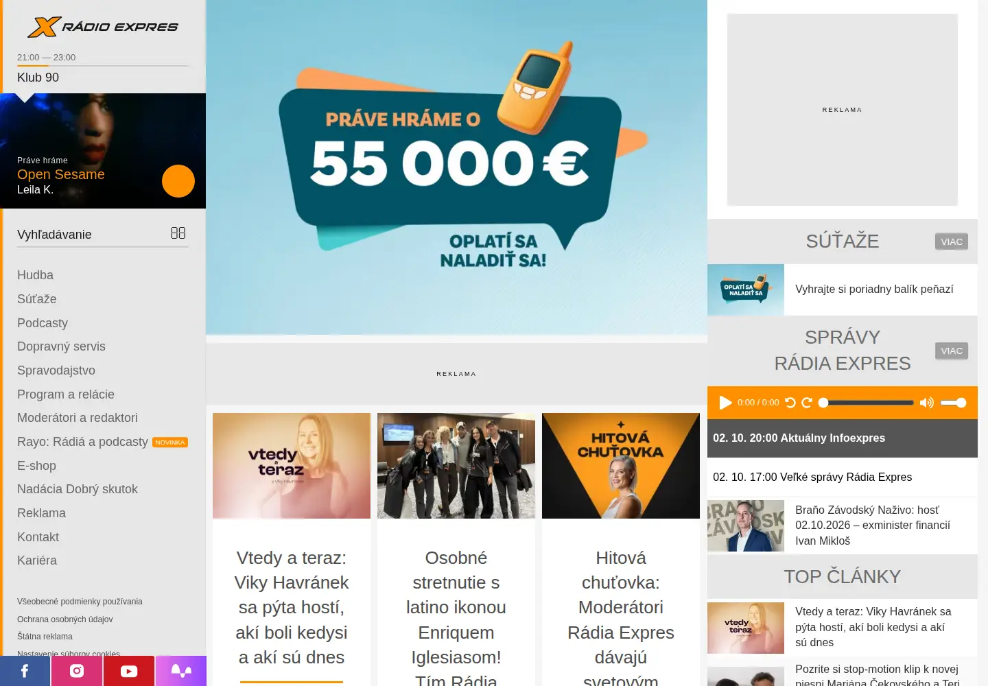 Screenshot of expres.sk