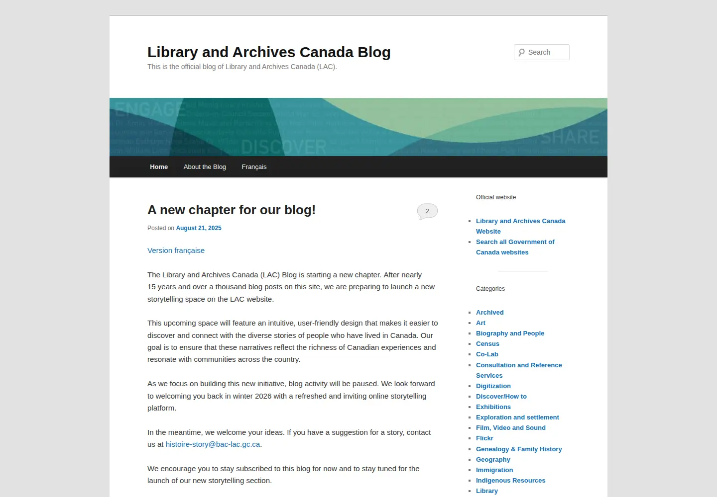 Screenshot of thediscoverblog.com