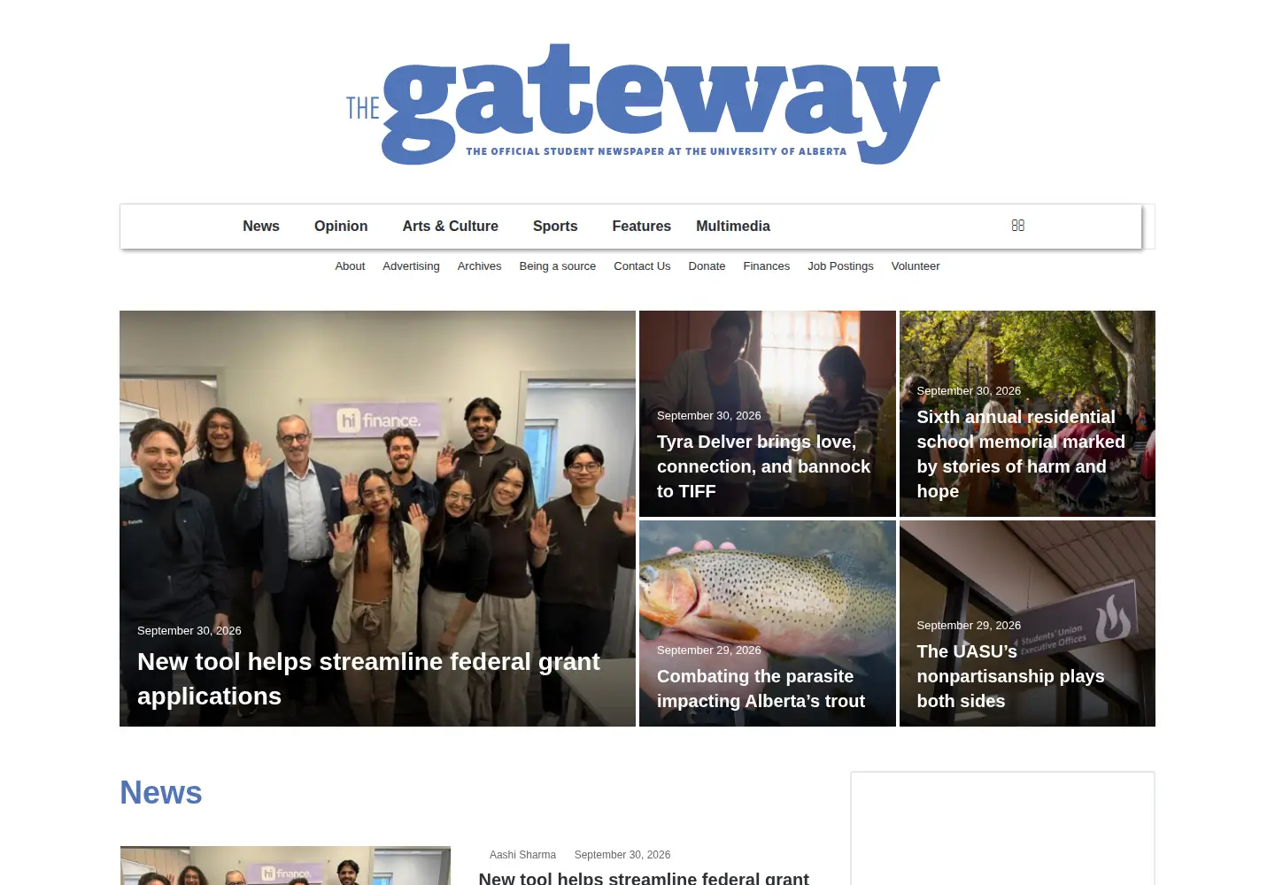 Screenshot of thegatewayonline.ca