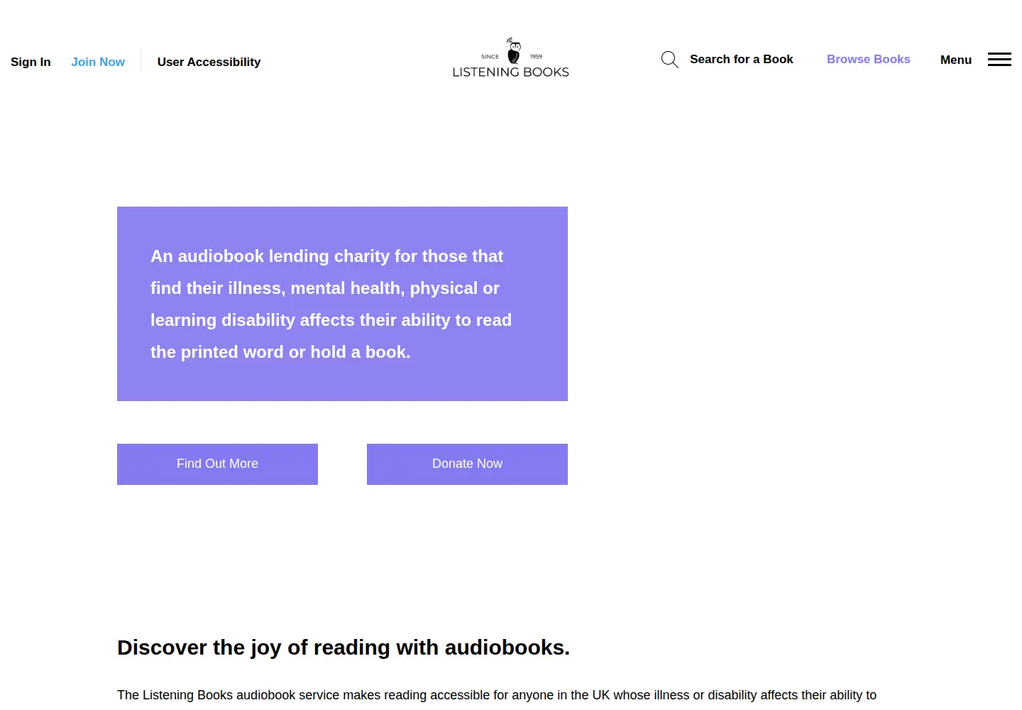 Screenshot of listening-books.org.uk