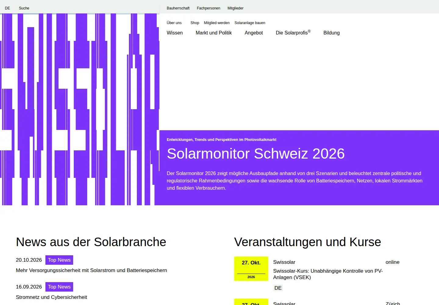 Screenshot of swissolar.ch