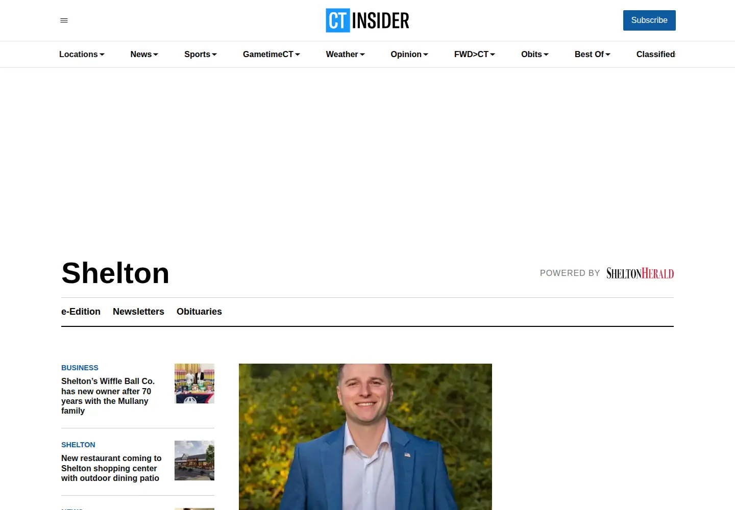 Captured homepage of sheltonherald.com in the current scan
