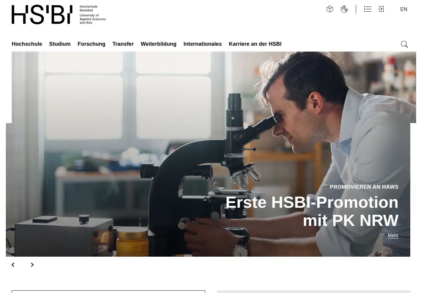 Screenshot of hsbi.de