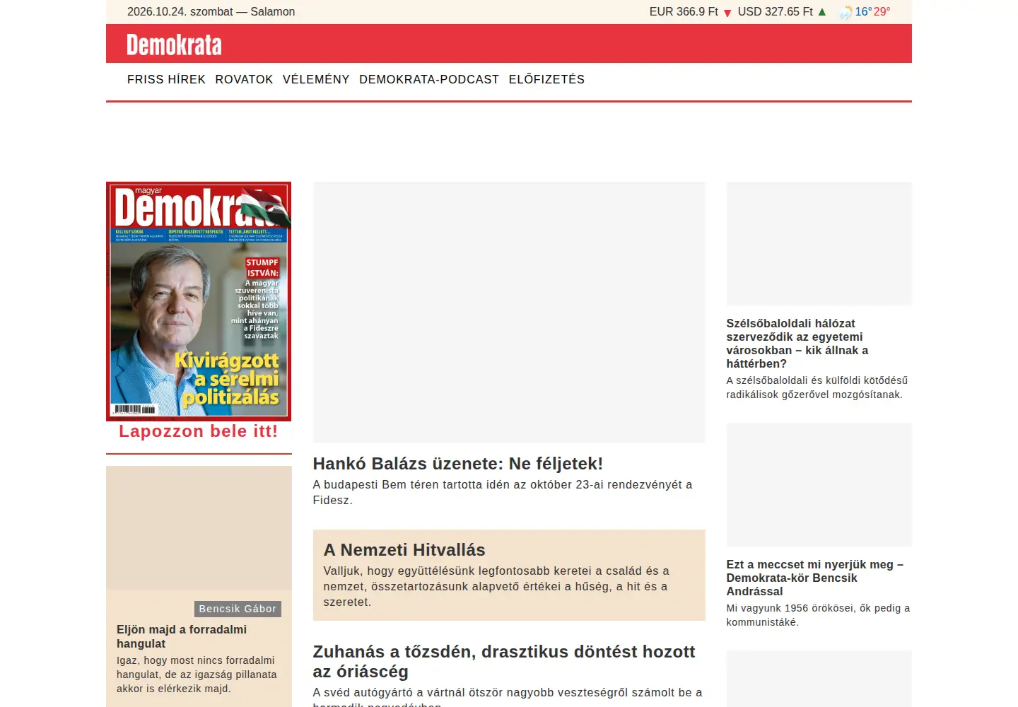 Screenshot of demokrata.hu