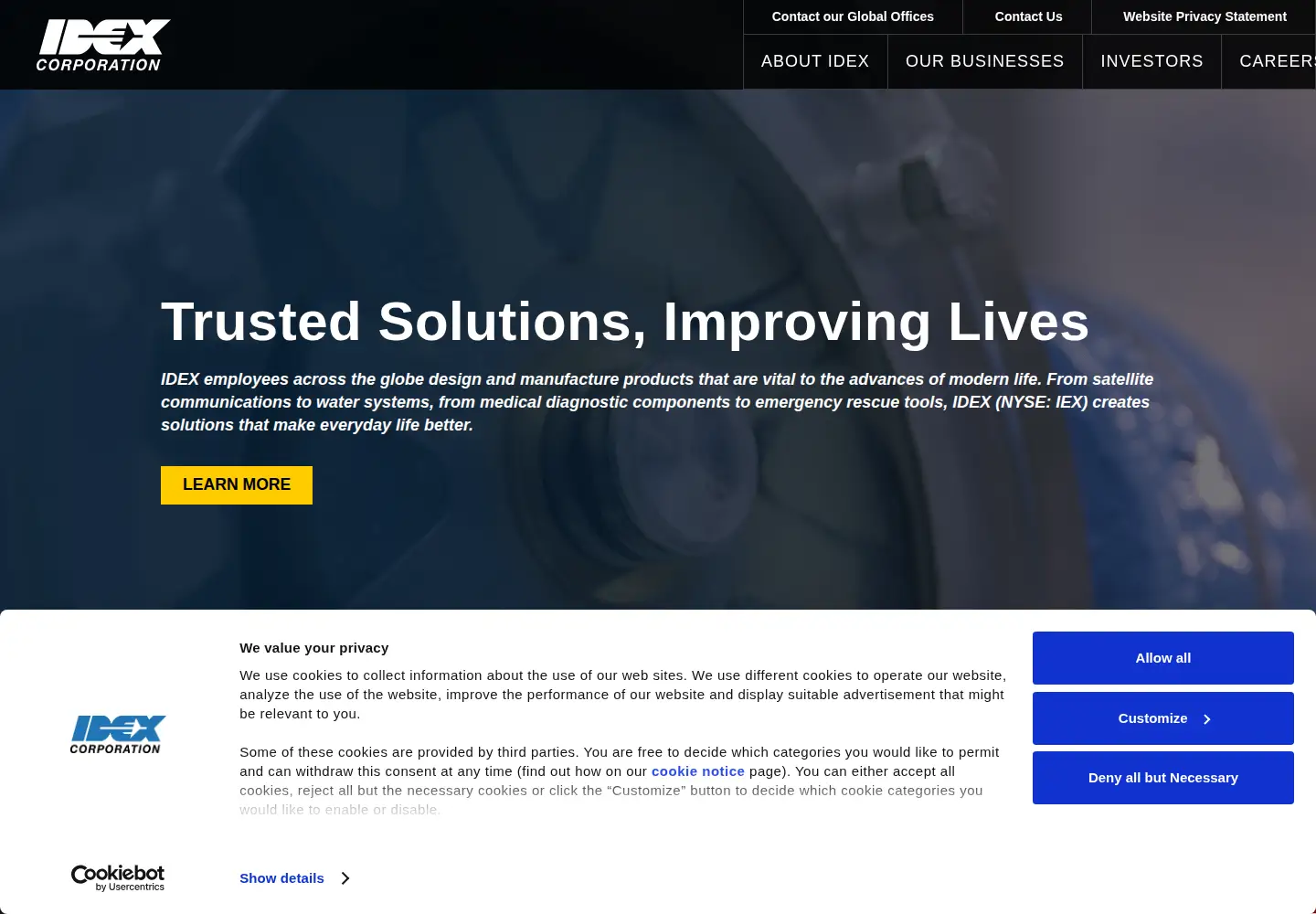 Screenshot of idexcorp.com