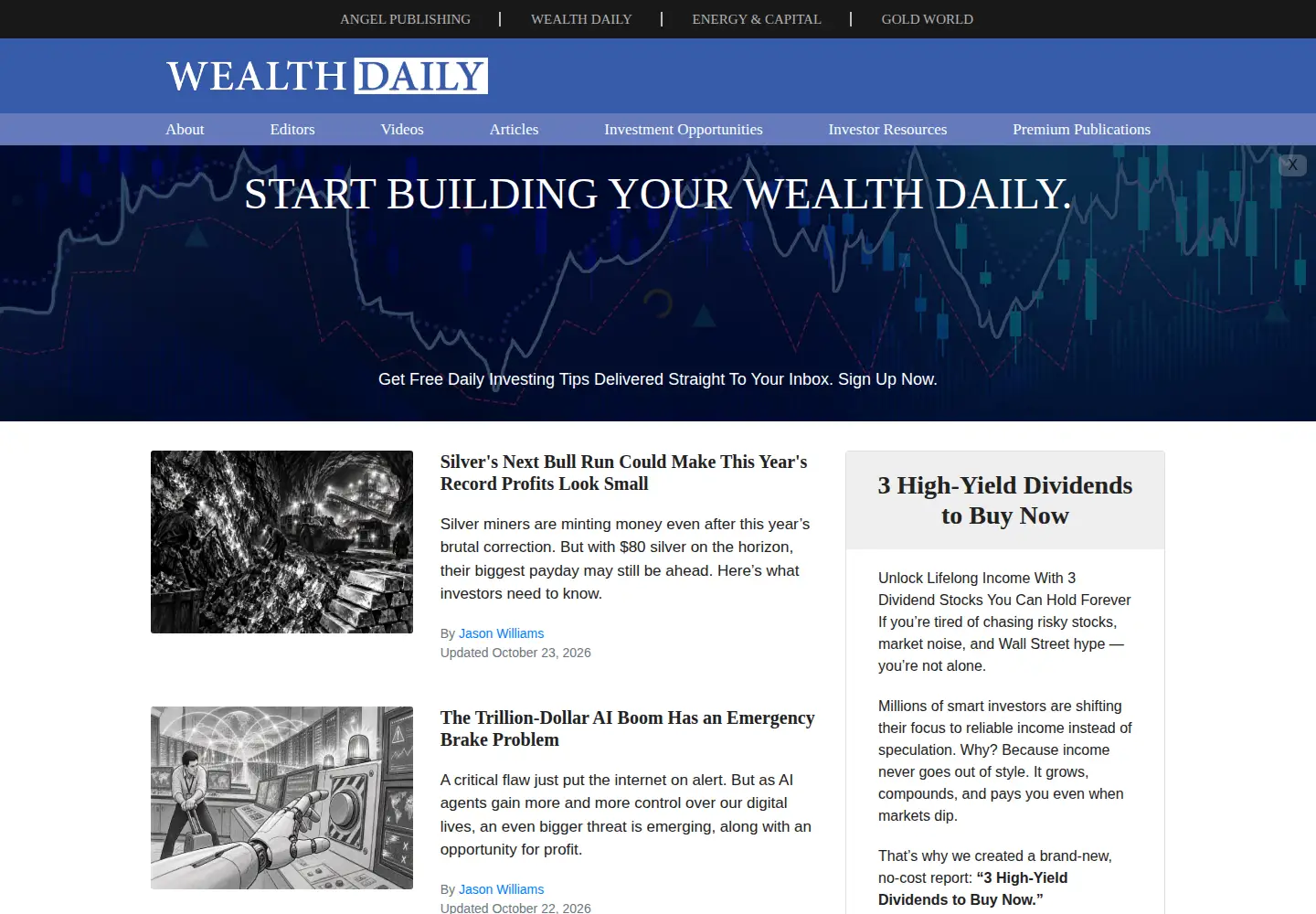 Screenshot of wealthdaily.com