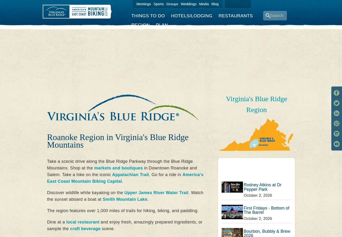 Screenshot of visitroanokeva.com