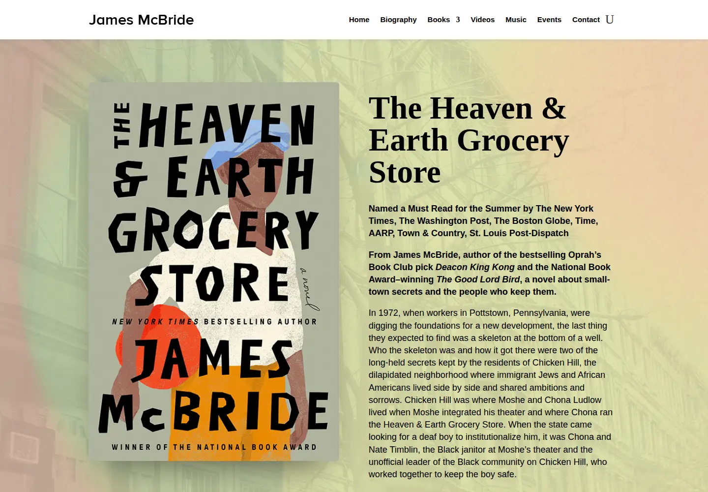 Captured homepage of jamesmcbride.com in the current scan