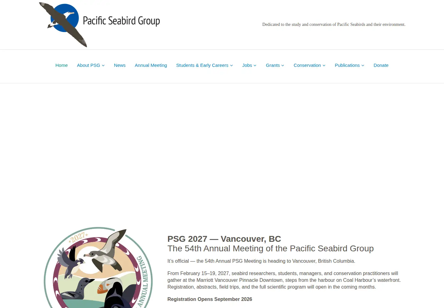 Screenshot of pacificseabirdgroup.org