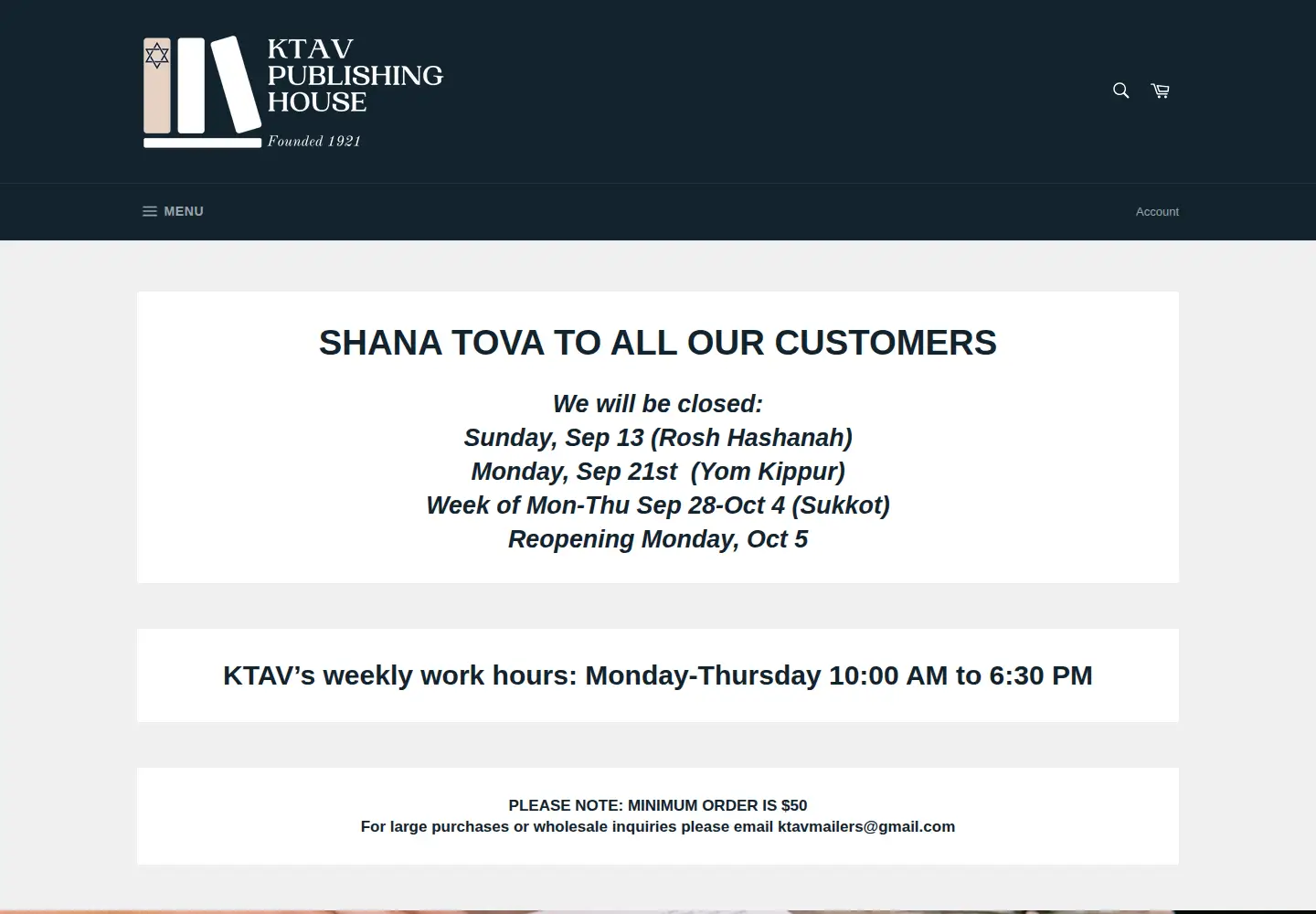 Screenshot of ktav.com