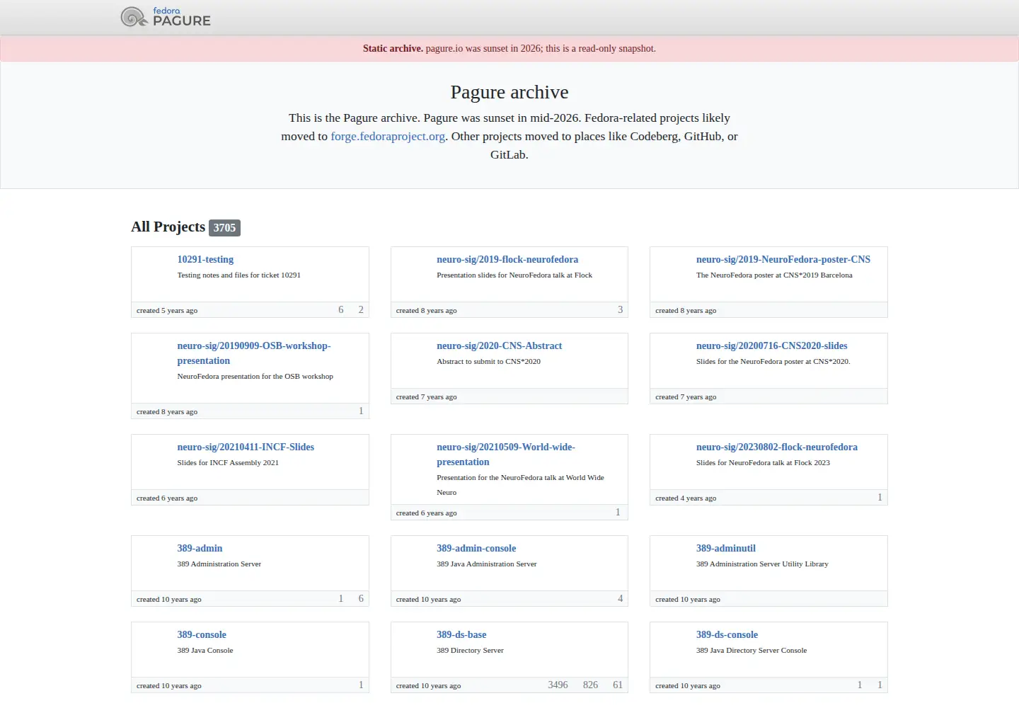 Screenshot of pagure.org