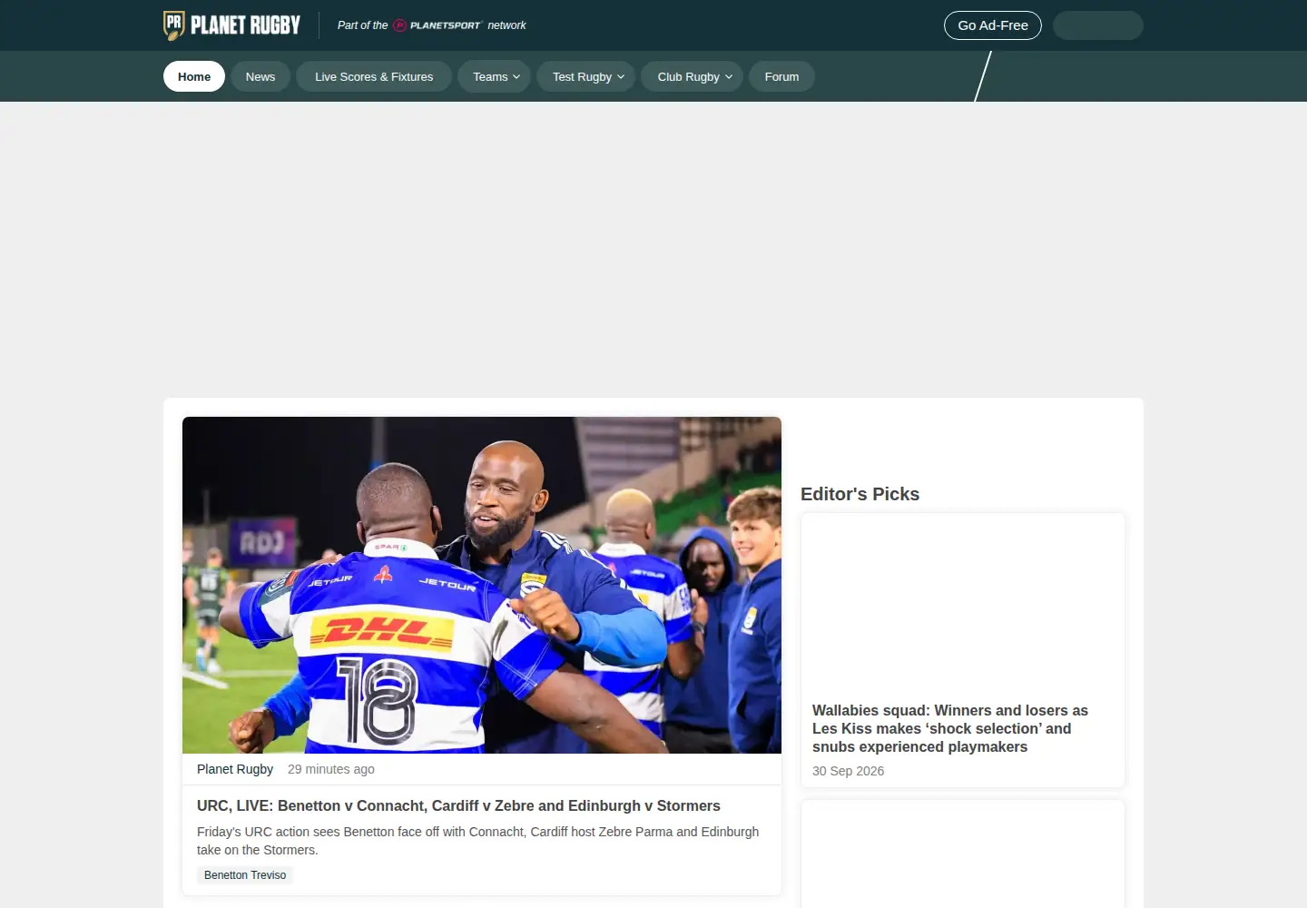 Screenshot of planetrugby.com