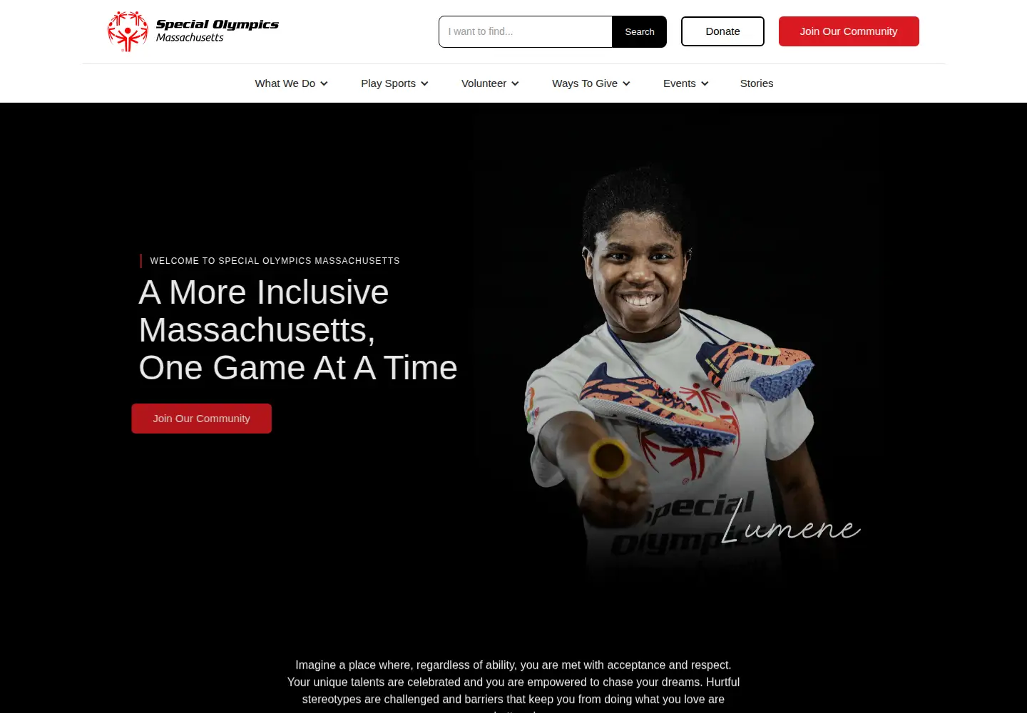 Screenshot of specialolympicsma.org