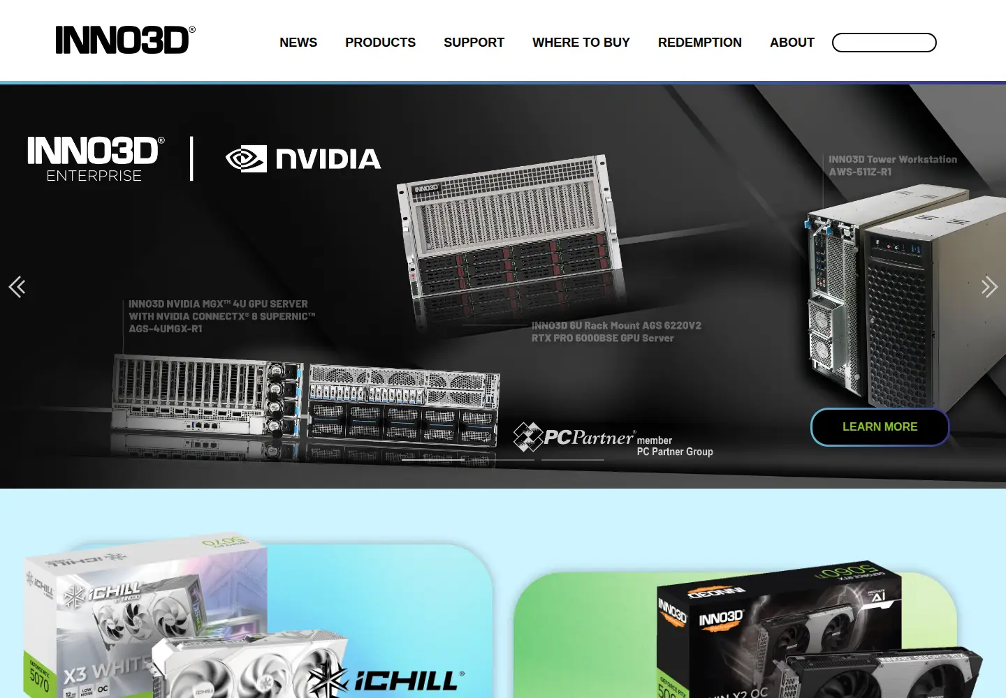 Captured homepage of inno3d.com in the current scan